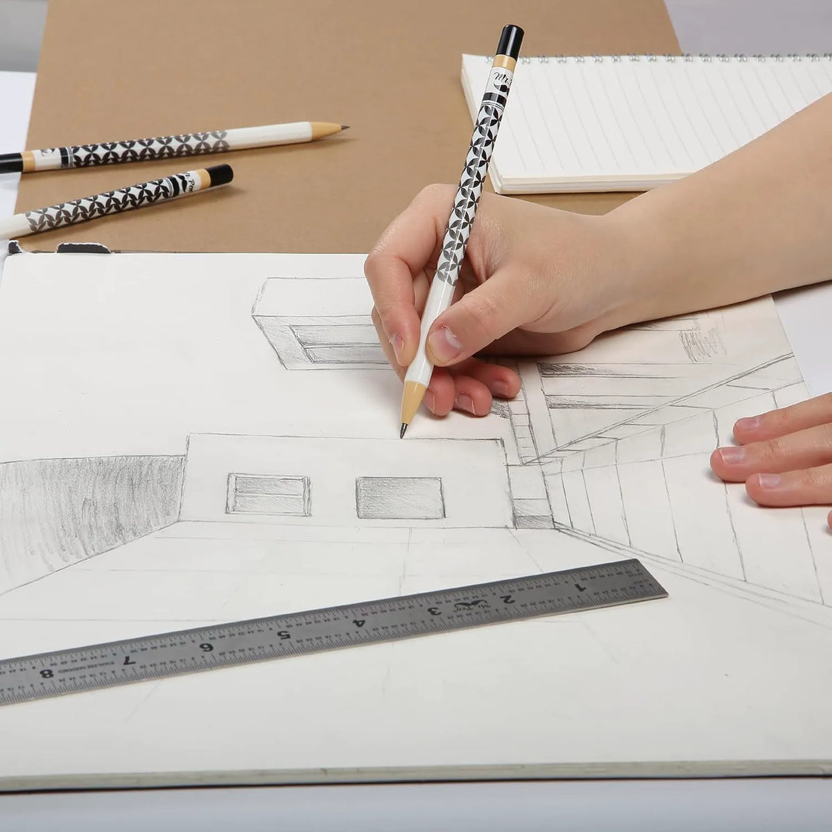 Rotary Mechanical Pencil Set (6 pcs) with Twist Design, HB Lead