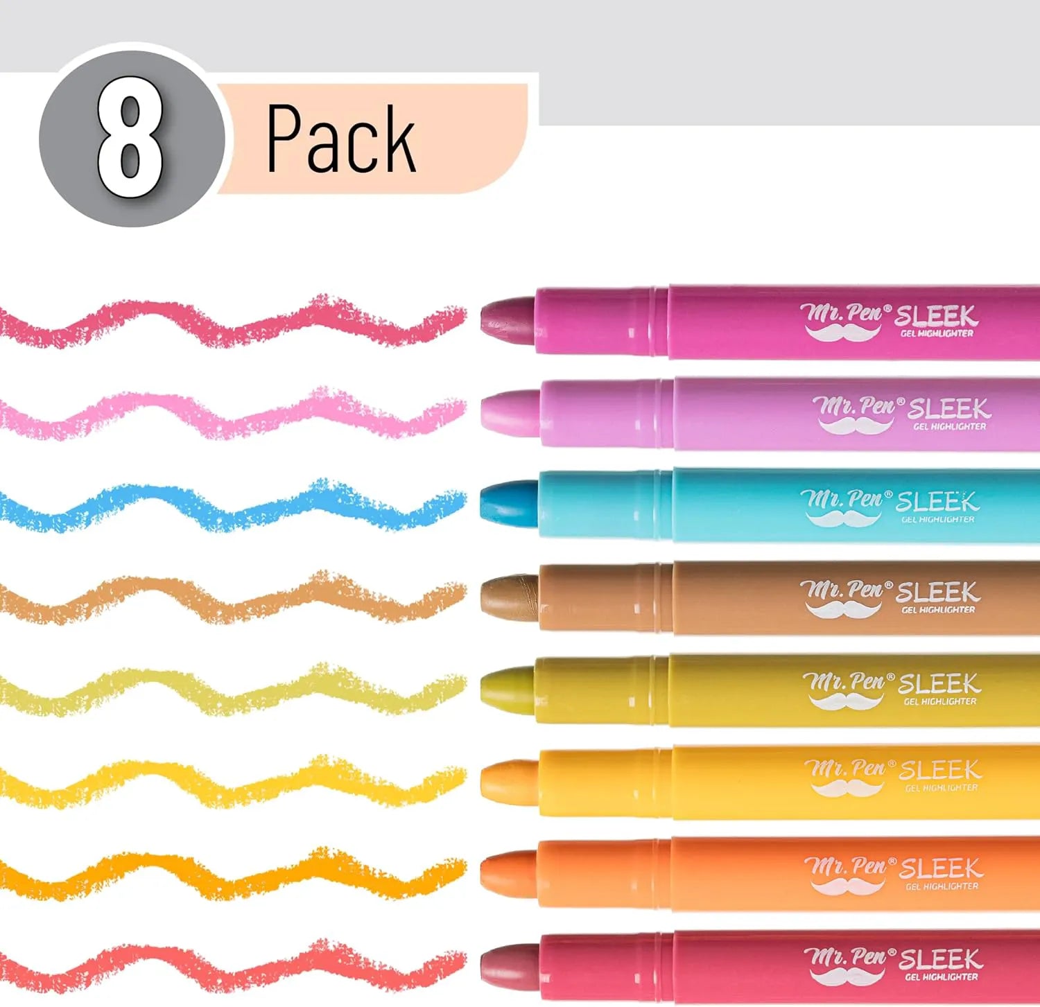 Mr. Pen Gel Highlighters, 8 Pack, Sunshine & Smiles, No Bleed Bible Highlighters & Markers