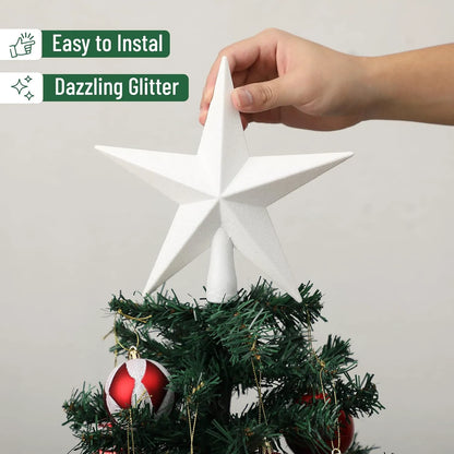 Mr. Pen Glitter Star Tree Topper, 8-Inch, White Star Christmas Tree Topper