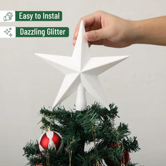 Mr. Pen Glitter Star Tree Topper, 8-Inch, White Star Christmas Tree Topper