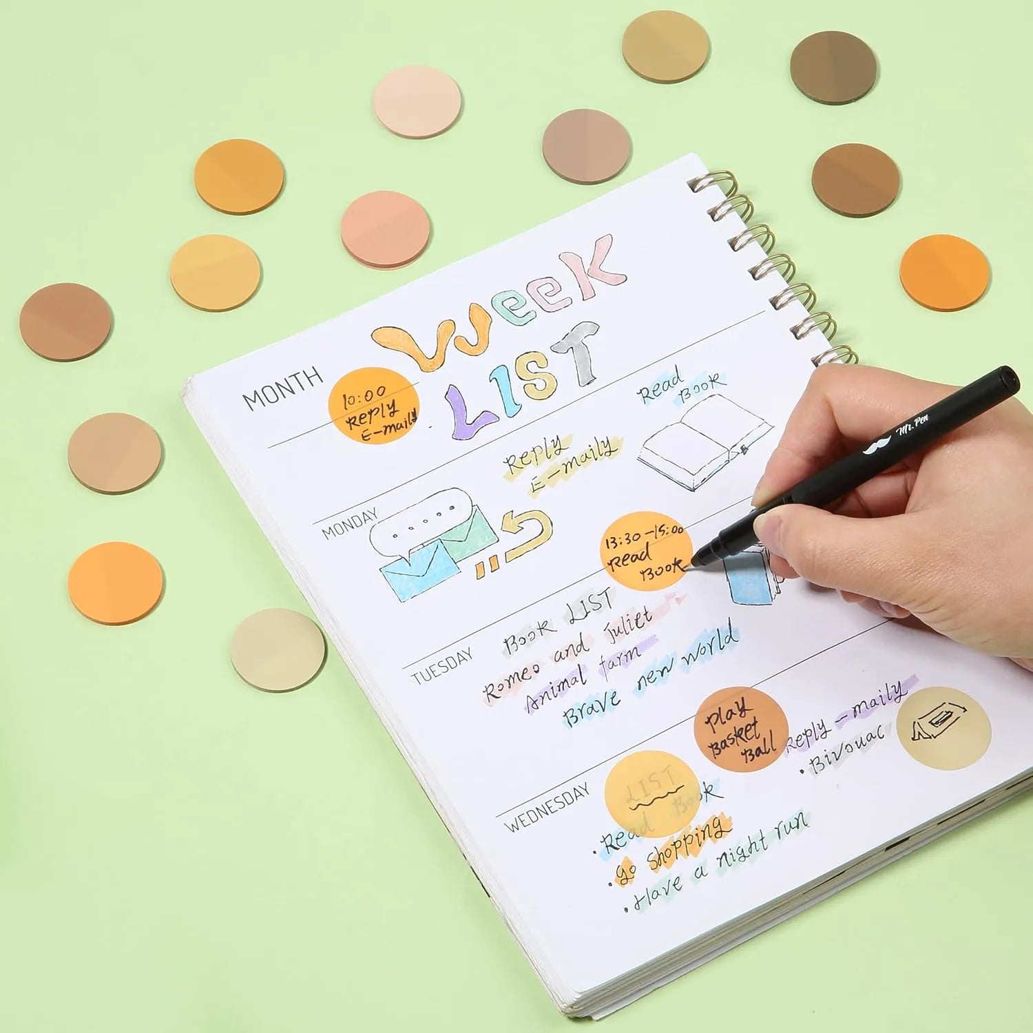 Round Transparent Sticky Notes Set - 14 Pads, 560 Sheets, 1.1 Inches