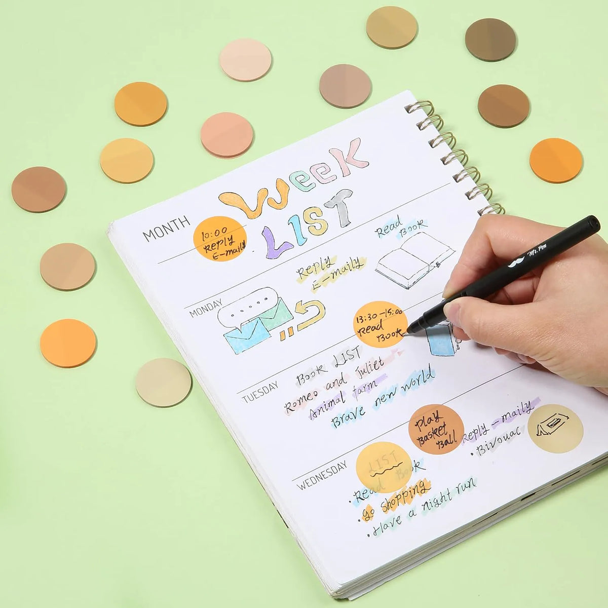 Round Transparent Sticky Notes Set - 14 Pads, 560 Sheets, 1.1 Inches
