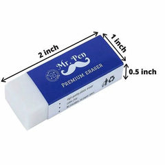 Large Block White Pencil Erasers for School, 10 Pack, Latex Free