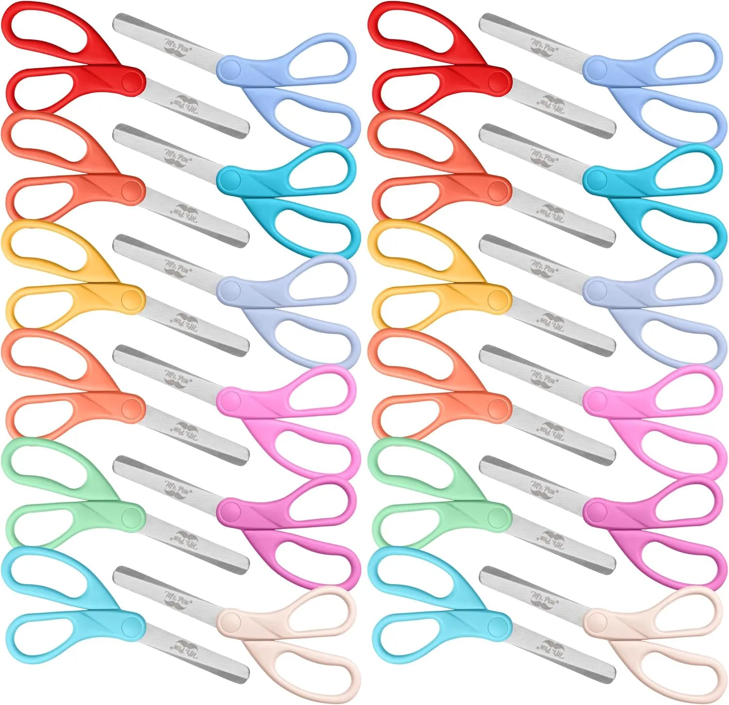 Bulk Kids Scissors 5" (24 Pack) - Blunt Tip, Modern Shades, Ages 4+