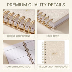 Mr. Pen Abide Bible Study Journal - A5 Hardcover, 136 Pages, 120gsm Paper, Gold Metal Spiral, Christian Gift for Women, SOAP Method