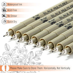 Artist Fineliner Pens, Black, 0.45mm Tip, 8 Pack