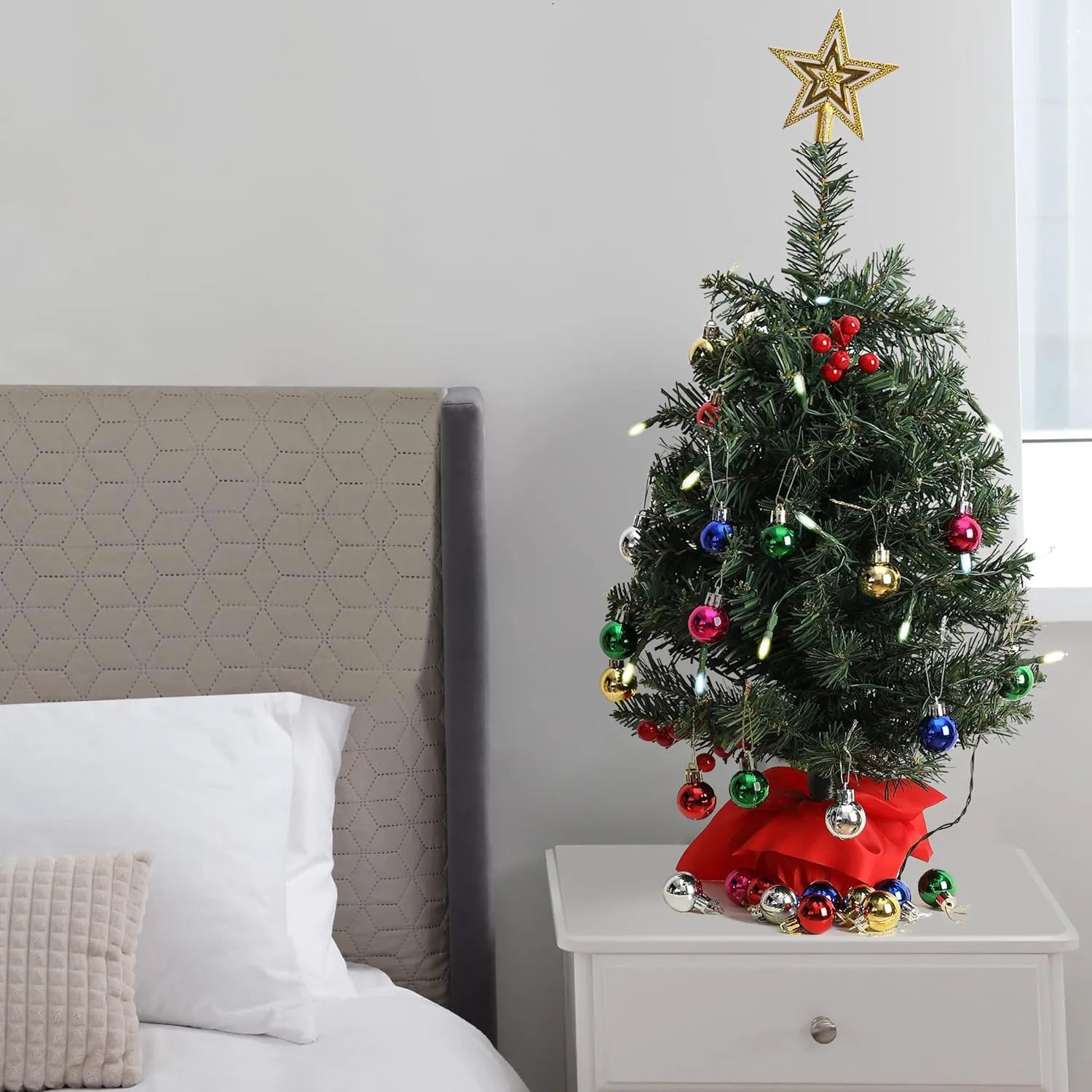 Mr. Pen Mini Christmas Tree with 35 LED Lights, 22 Inch Tabletop Decor
