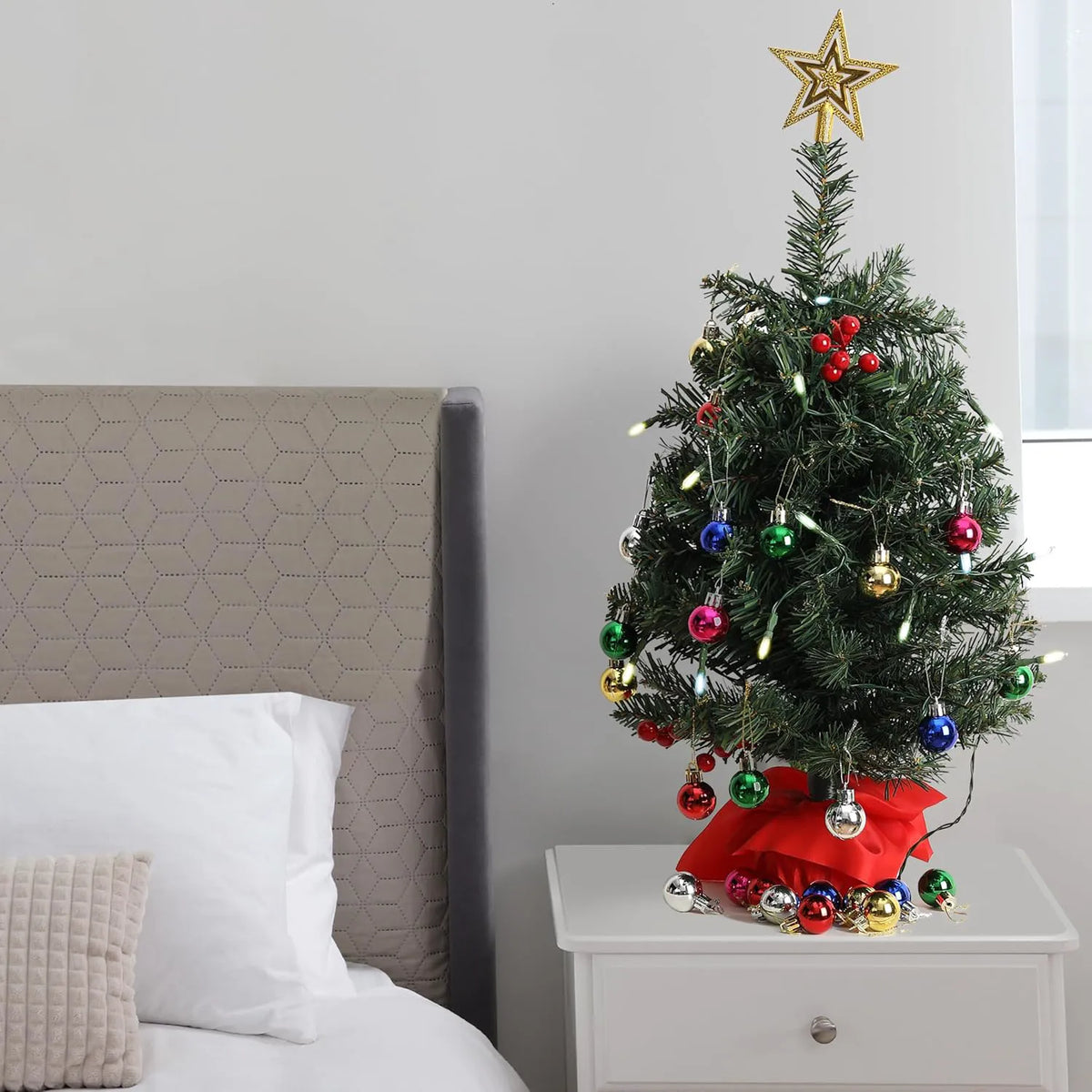 Mr. Pen Mini Christmas Tree with 35 LED Lights, 22 Inch Tabletop Decor
