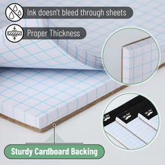 Bulk Graph Paper 8.5x11, 12 Pack, 30 Sheets Each, 4x4 Grid Paper (4/in)