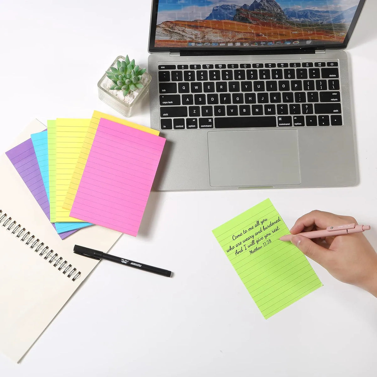 Lined Sticky Notes 4x6, 6 Pads, 360 Sheets, Assorted Colors