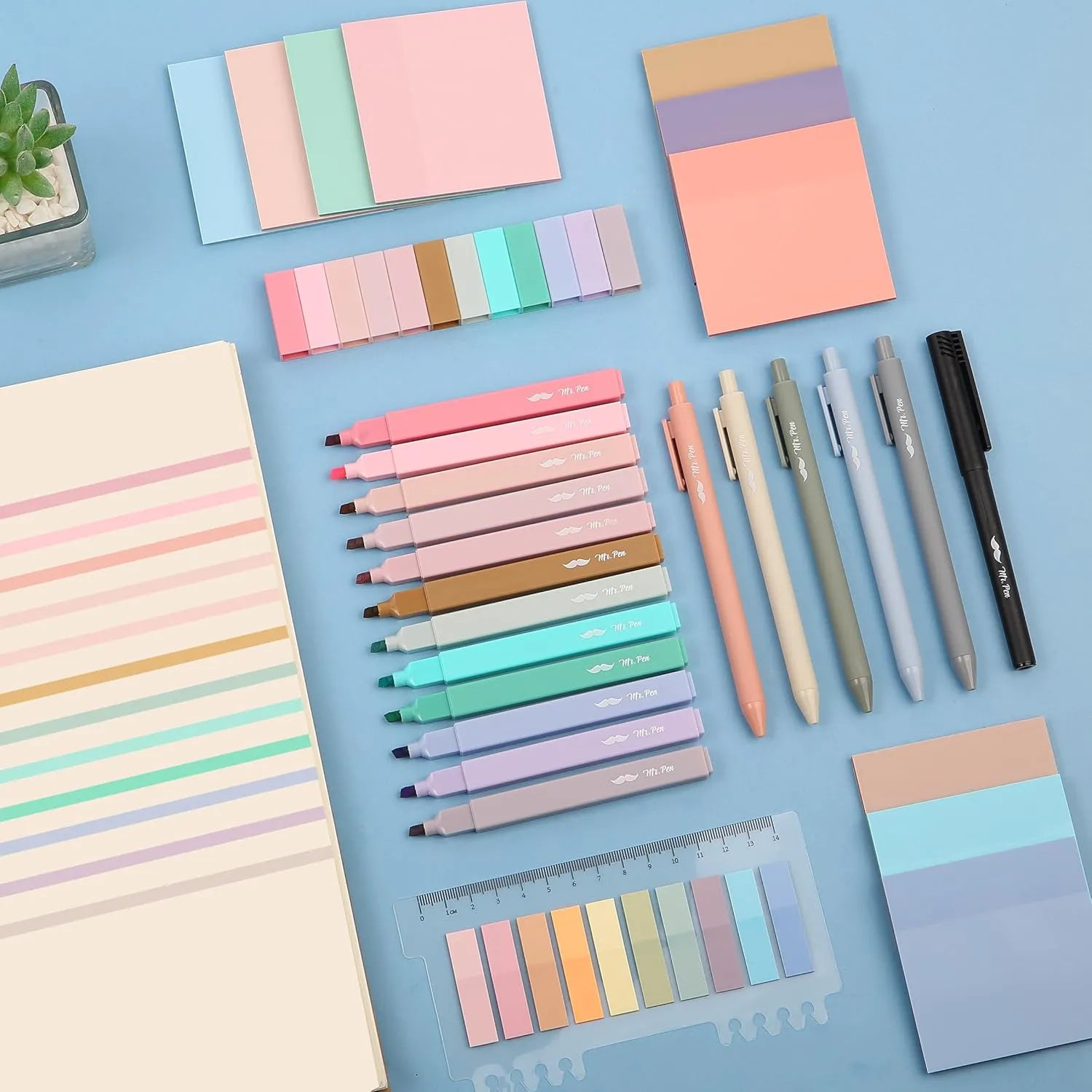 Aesthetic Book Annotation Kit - 38 Pieces with Highlighters, Gel Pens, and Sticky Notes