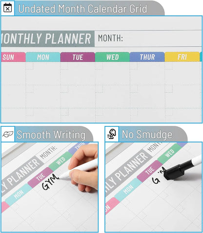Double-Sided Whiteboard 12x16 with Weekly Planner and Blank Side