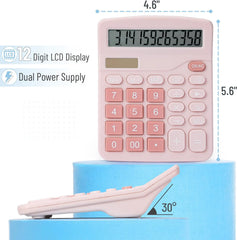 Cute Pink Desktop Calculator with Large 12-Digit Display and Big Keys
