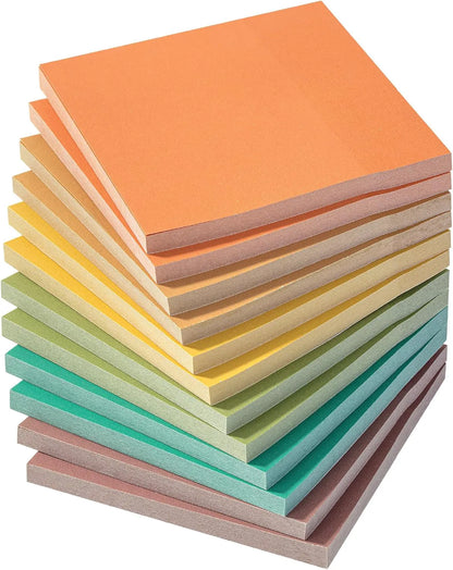 Earthy Colors Sticky Notes 3x3, 12 Pads, 600 Sheets