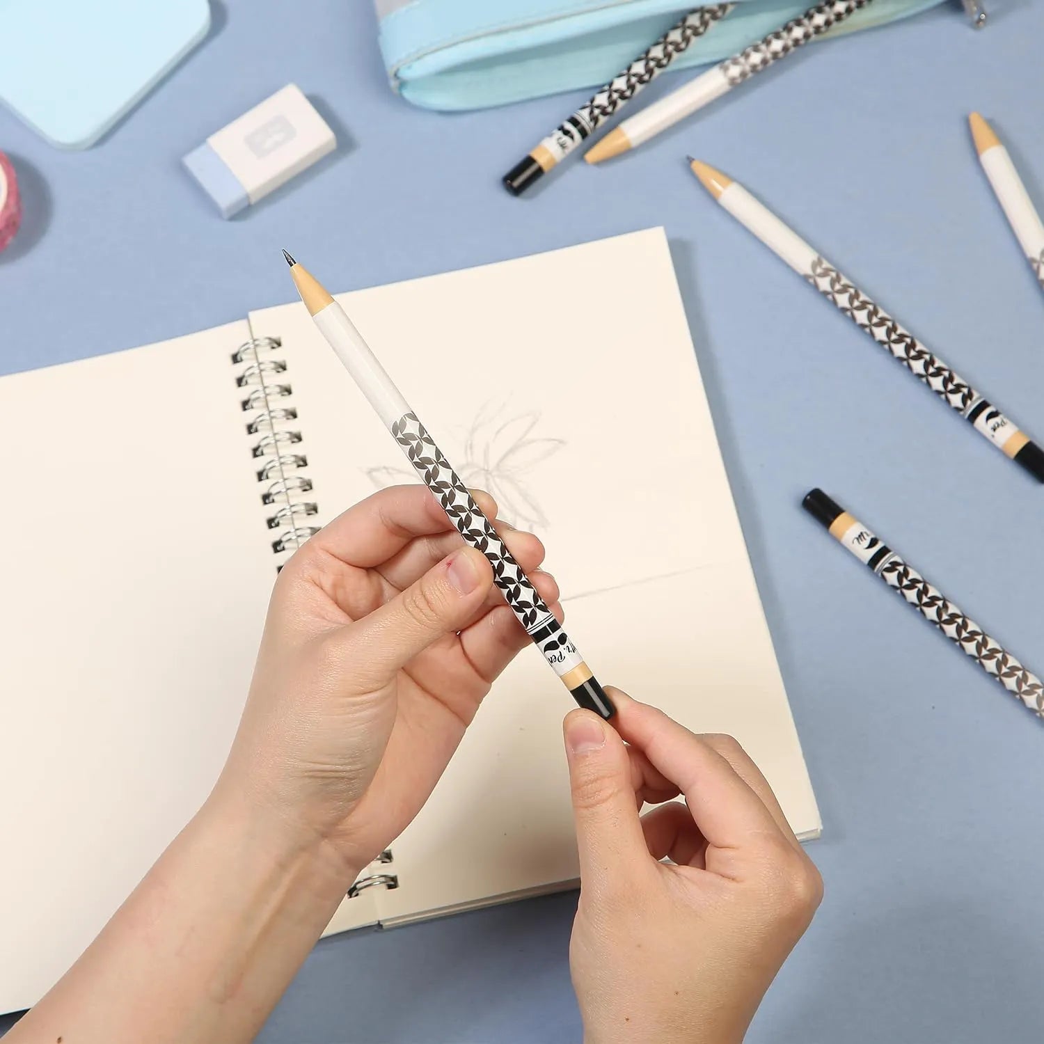 Rotary Mechanical Pencil Set (6 pcs) with Twist Design, HB Lead