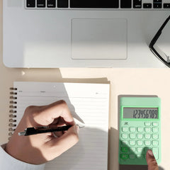 Pastel Green Solar Handheld Calculator with 12-Digit Display