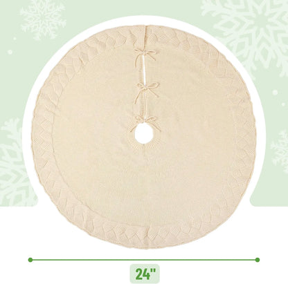 Mr. Pen Knitted Christmas Tree Skirt, 24 Inches, Small Xmas Tree Skirt