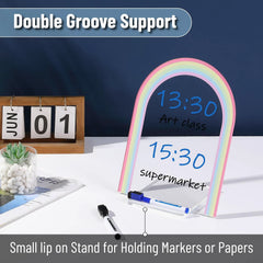 Mr. Pen Clear Acrylic Board with Stand, 11.8" x 9", 3 Markers, Rainbow Theme, Desk Dry Erase Board