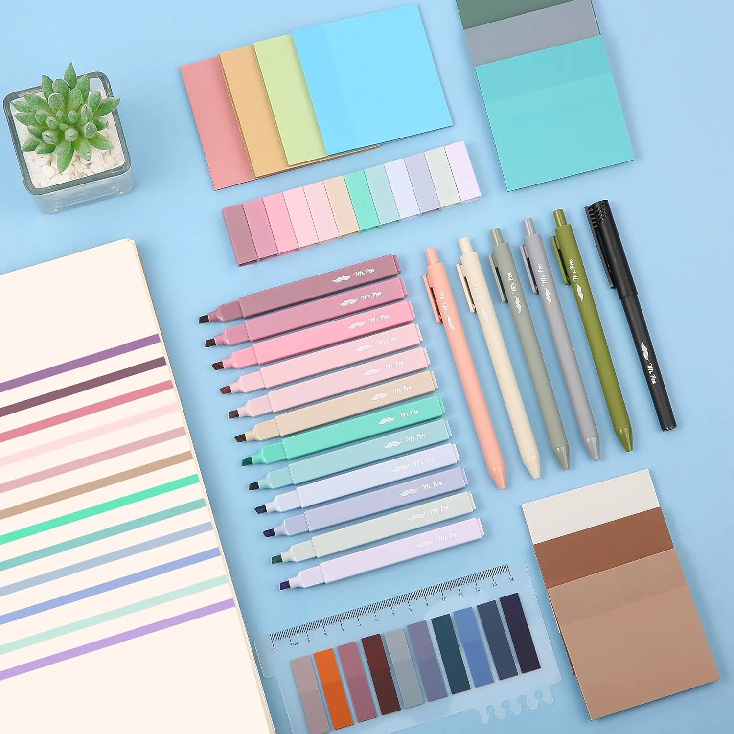 Aesthetic Book Annotation Kit - 38 Pieces with Highlighters, Gel Pens, and Sticky Notes