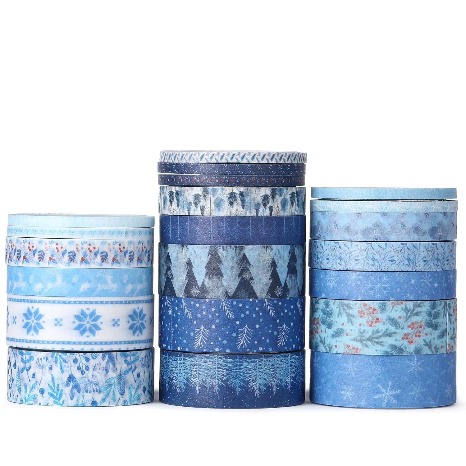 Ocean Breeze Blue Washi Tape Set - 21 Rolls, 5 Yards Each