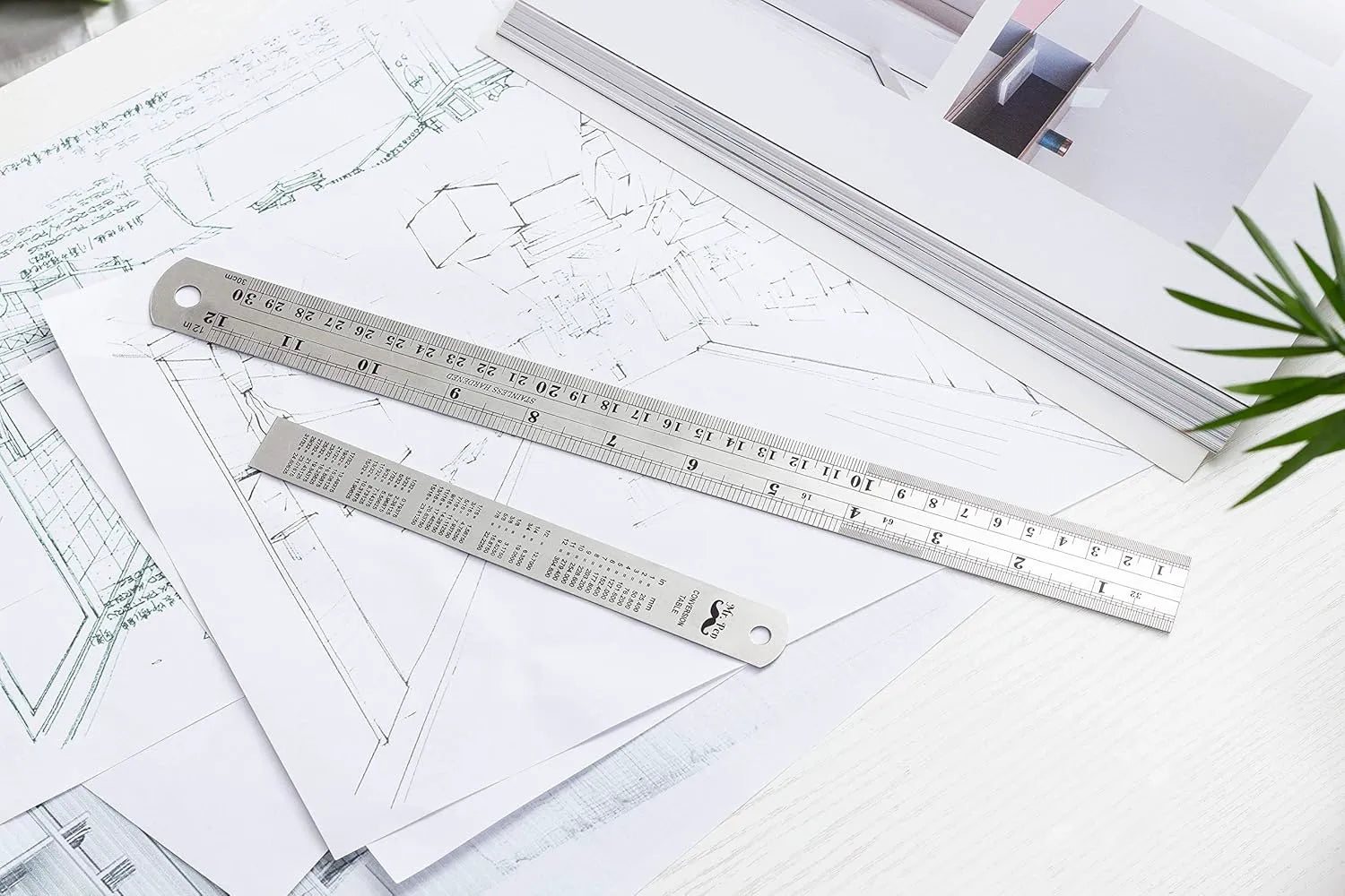 Steel Rulers 2-Pack (6 & 12 Inch) in Rose Gold