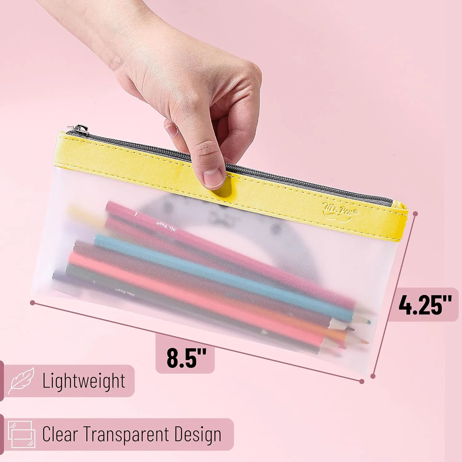 Clear Pencil Pouches (3-Pack) - Transparent TPU Zipper Bags for School, Travel & Makeup
