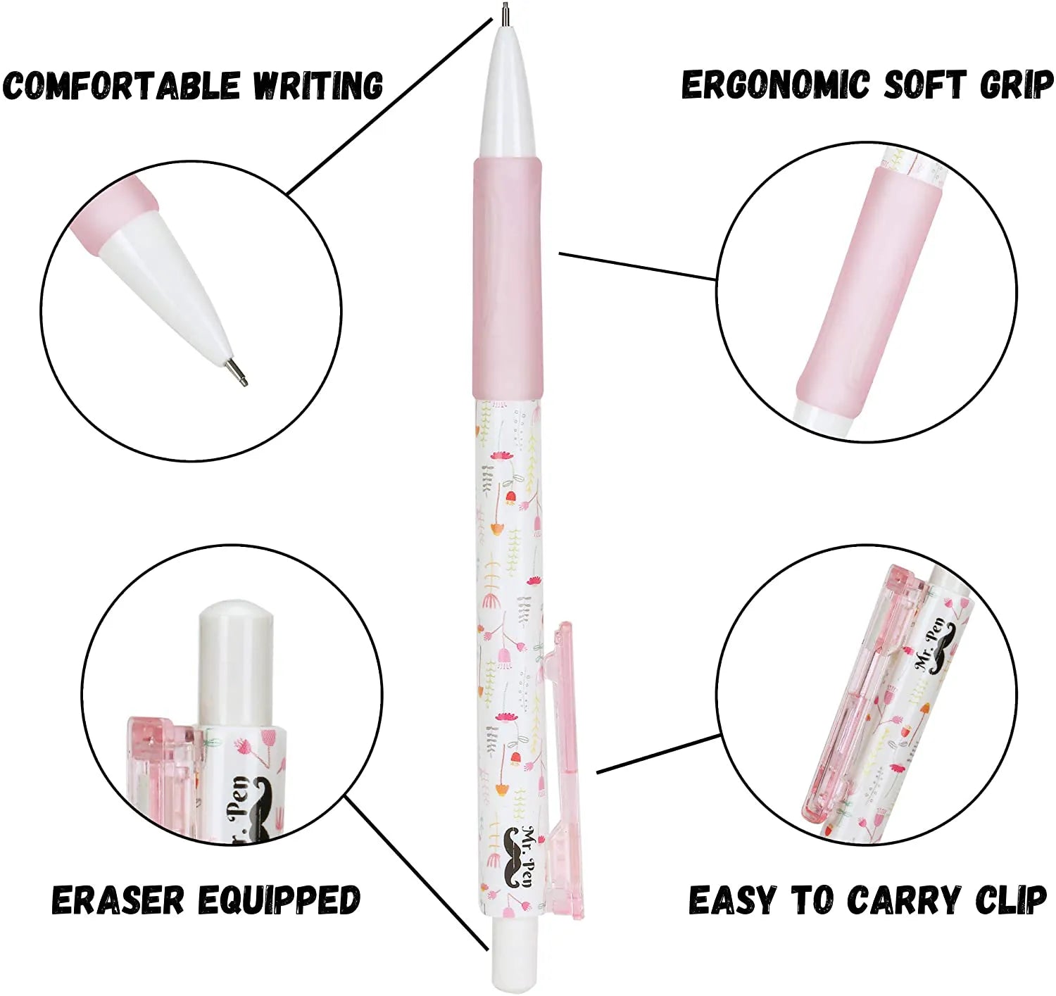 Cute Mechanical Pencil Set with 0.7mm Lead and Erasers (16 Pieces)