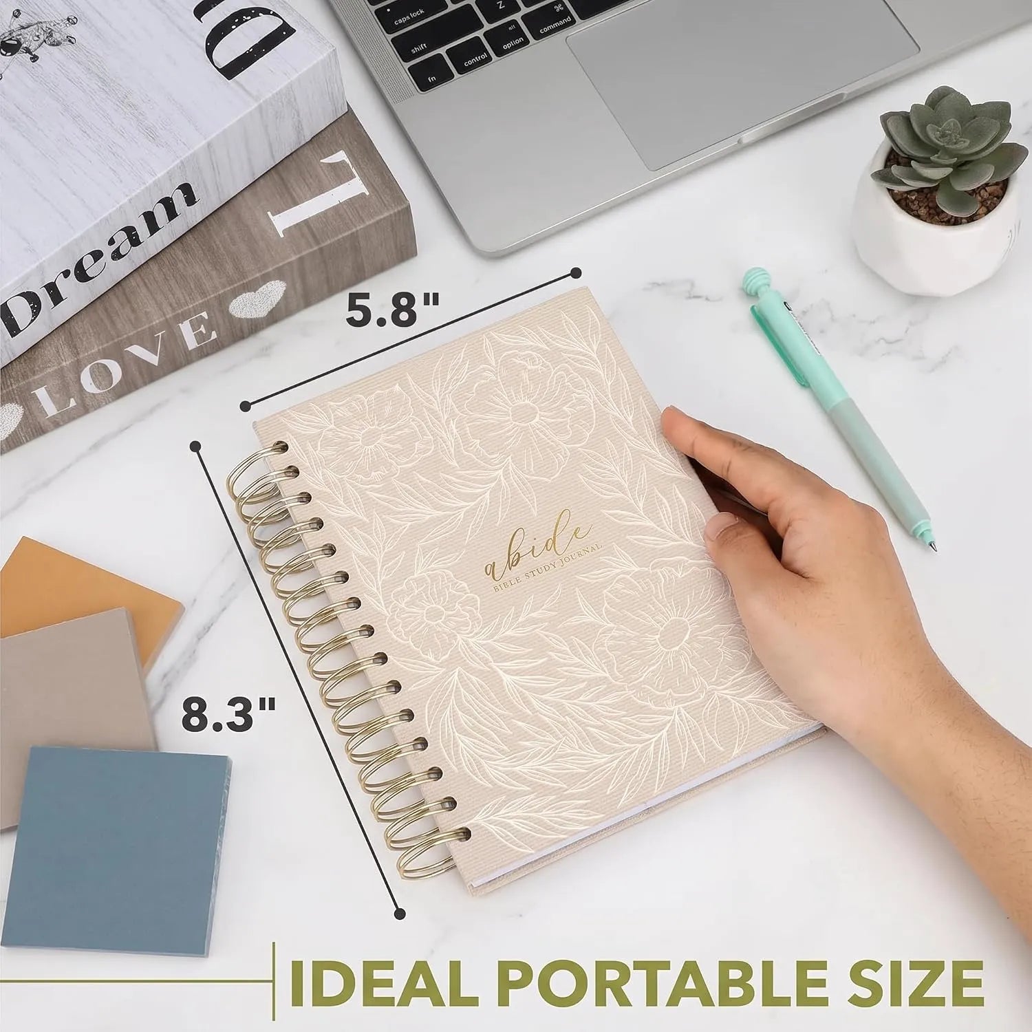Mr. Pen Abide Bible Study Journal - A5 Hardcover, 136 Pages, 120gsm Paper, Gold Metal Spiral, Christian Gift for Women, SOAP Method