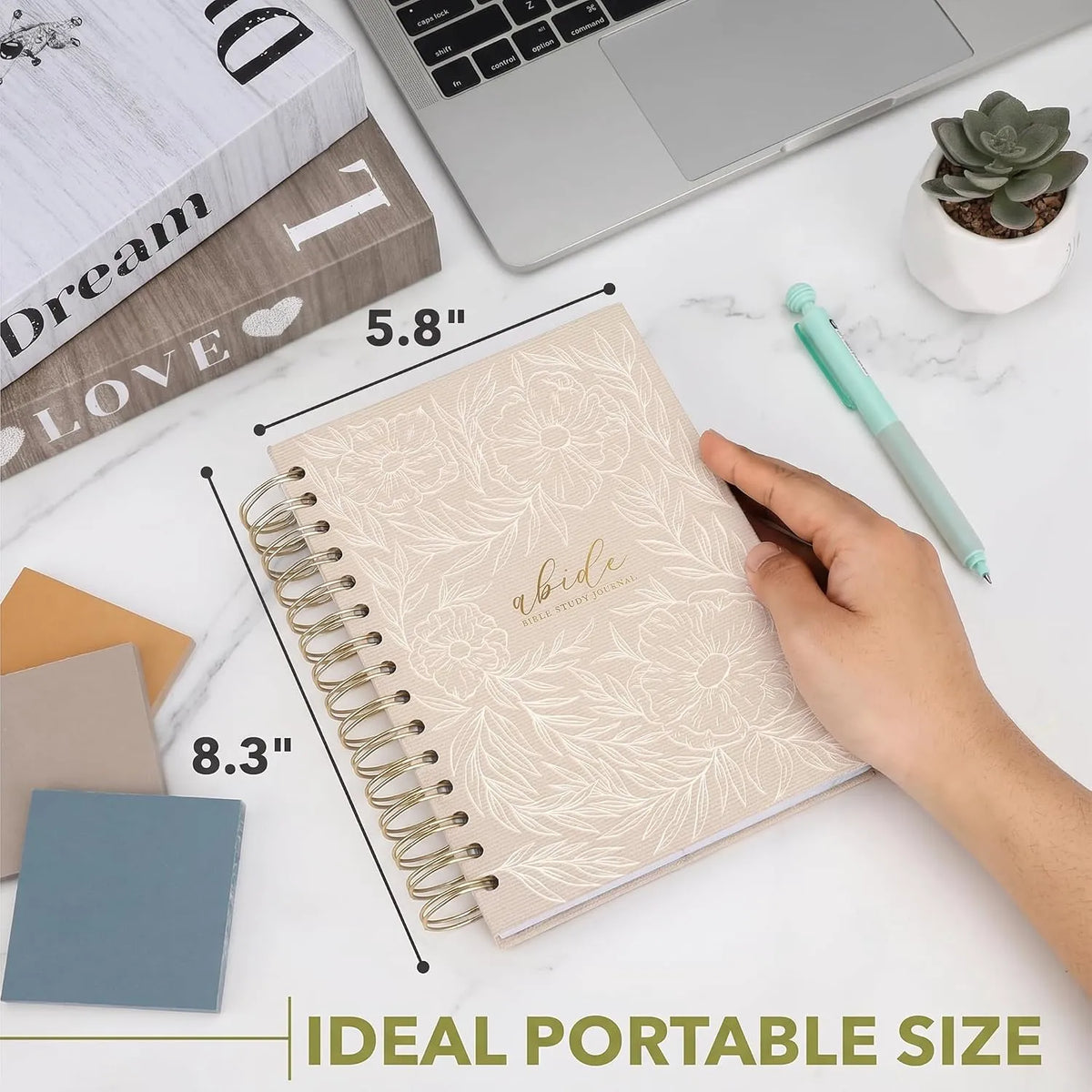 Mr. Pen Abide Bible Study Journal - A5 Hardcover, 136 Pages, 120gsm Paper, Gold Metal Spiral, Christian Gift for Women, SOAP Method