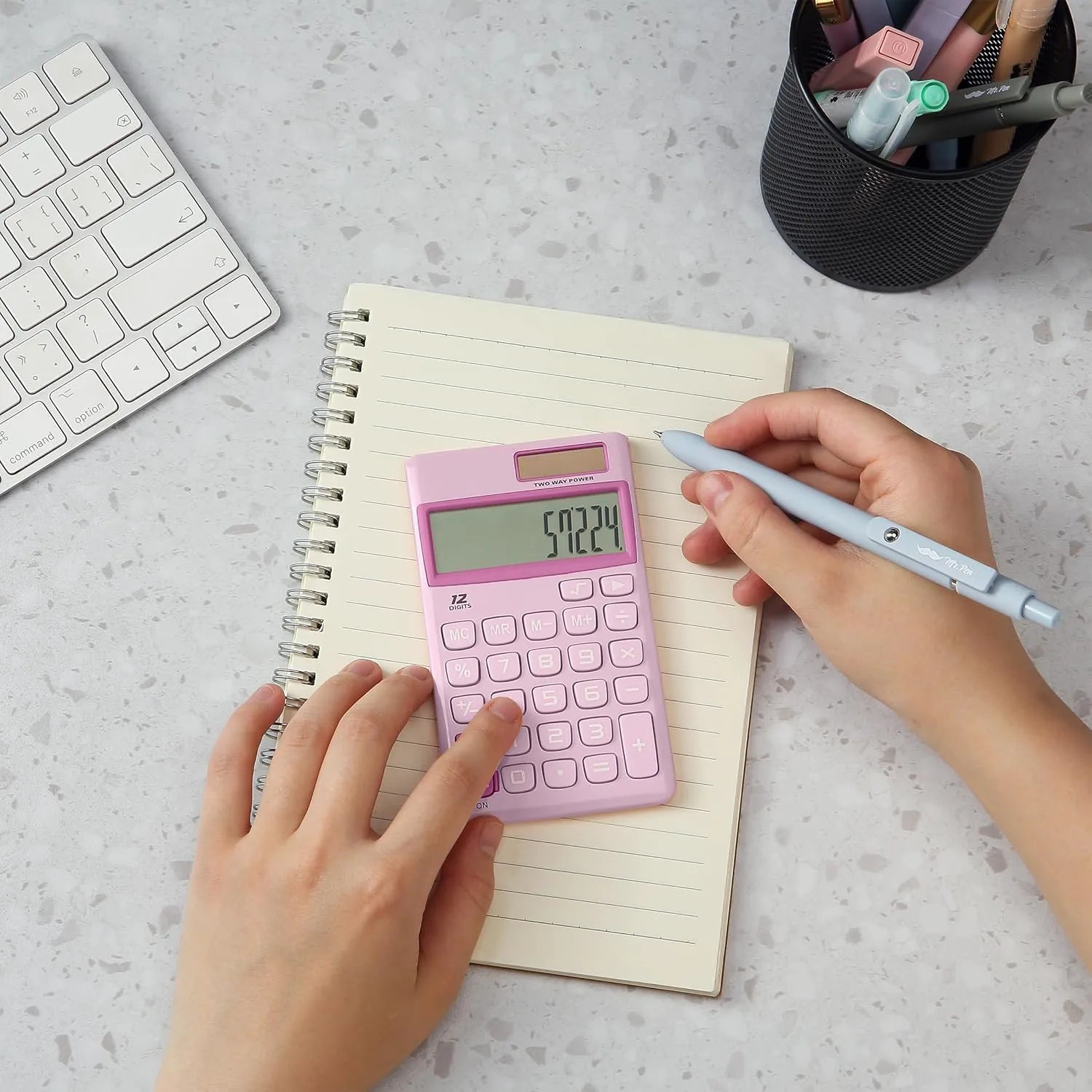 Purple 12-Digit Solar Handheld Calculator with Standard Functions