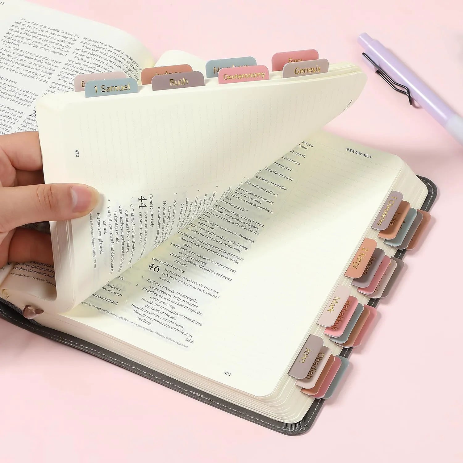 Mr. Pen Bible Tabs - 75 Gold Embossed Laminated Tabs, Spring Palette Design for Men & Women
