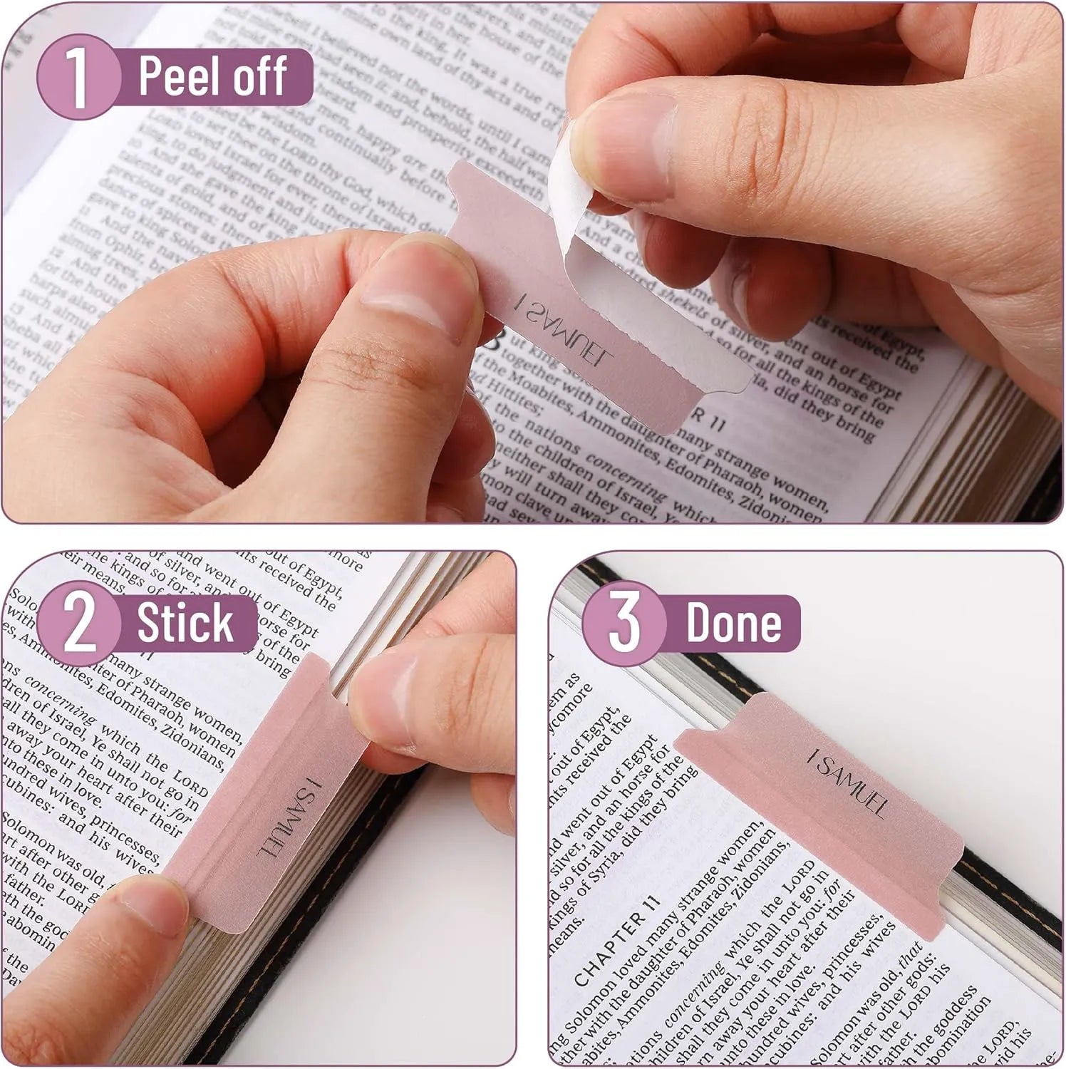 Mr. Pen Bible Tabs - 75 Transparent Pink Laminated Tabs for Women and Men