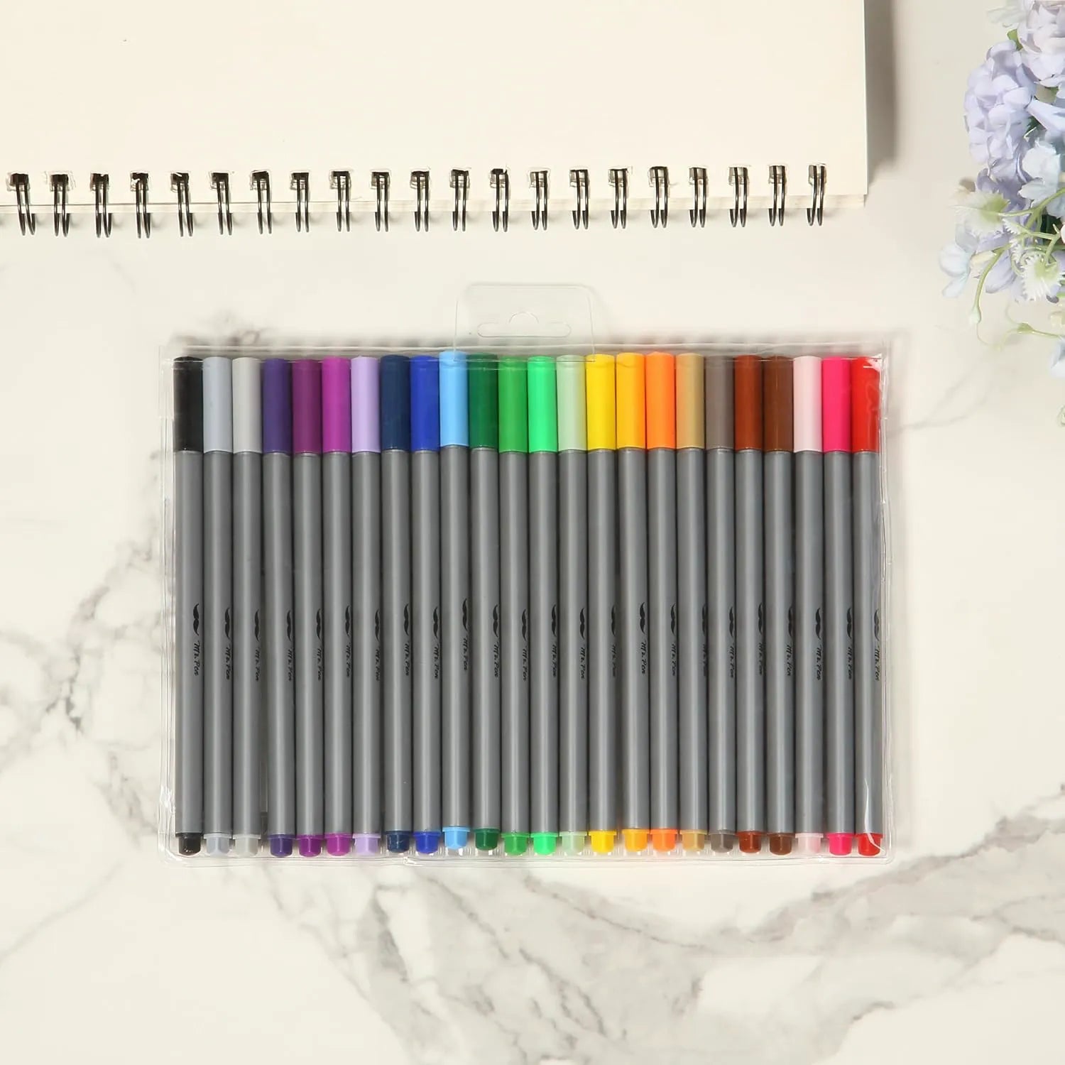 Colorful 0.4mm Fineliner Pens - 24 Pack with Fine Tips