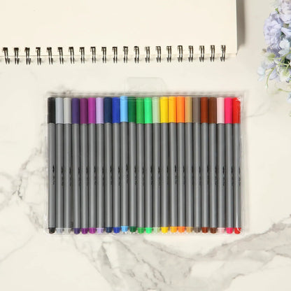 Colorful 0.4mm Fineliner Pens - 24 Pack with Fine Tips