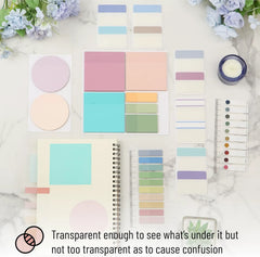 Mr. Pen Transparent Sticky Notes Set - 1000 Colorful Sheets, Giftable