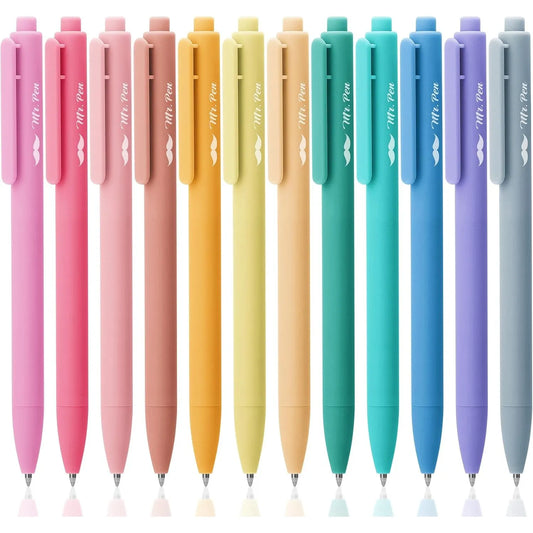 Retractable Gel Pens 12 Pack, Assorted Pastel Colors, Fine Point 0.7mm, Fast-Drying Ink, Cute Aesthetic Pens for Journaling