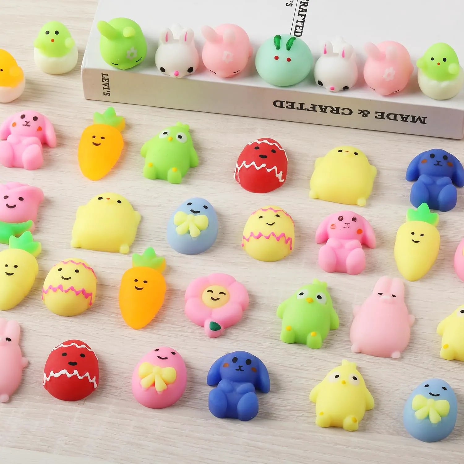 Easter Mochi Squishy Toys for Kids - 48 Pack with 24 Unique Designs