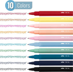 Aesthetic Pens 10 Pack - Assorted Colors, Square Body, 0.7mm Fine Point Ballpoint