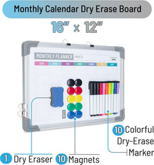 Double-Sided Whiteboard 12x16 with Weekly Planner and Blank Side
