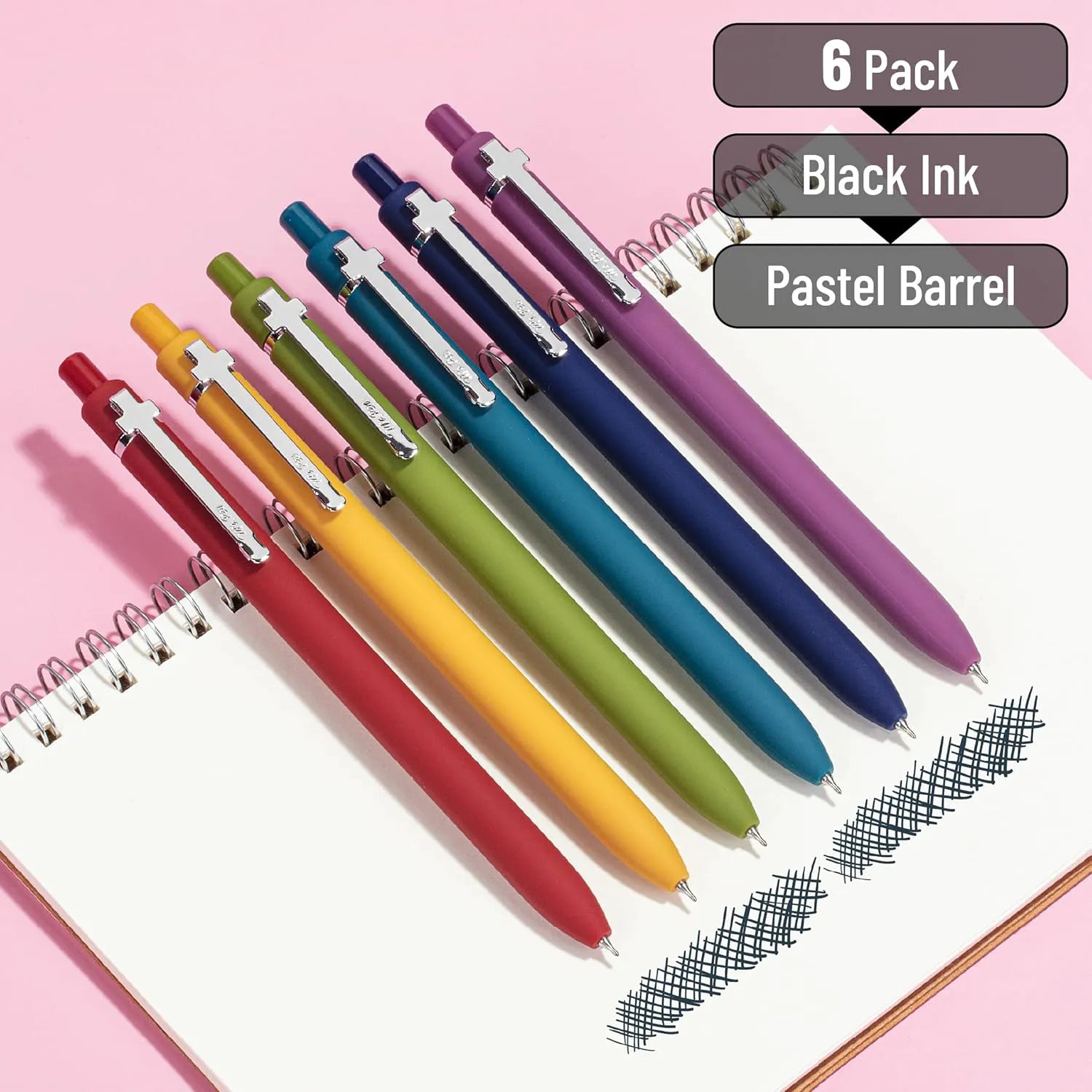 Mr. Pen Retractable Gel Pens, 6 Pack, 0.5 mm Black Ink, Vintage Design with Silver Clip