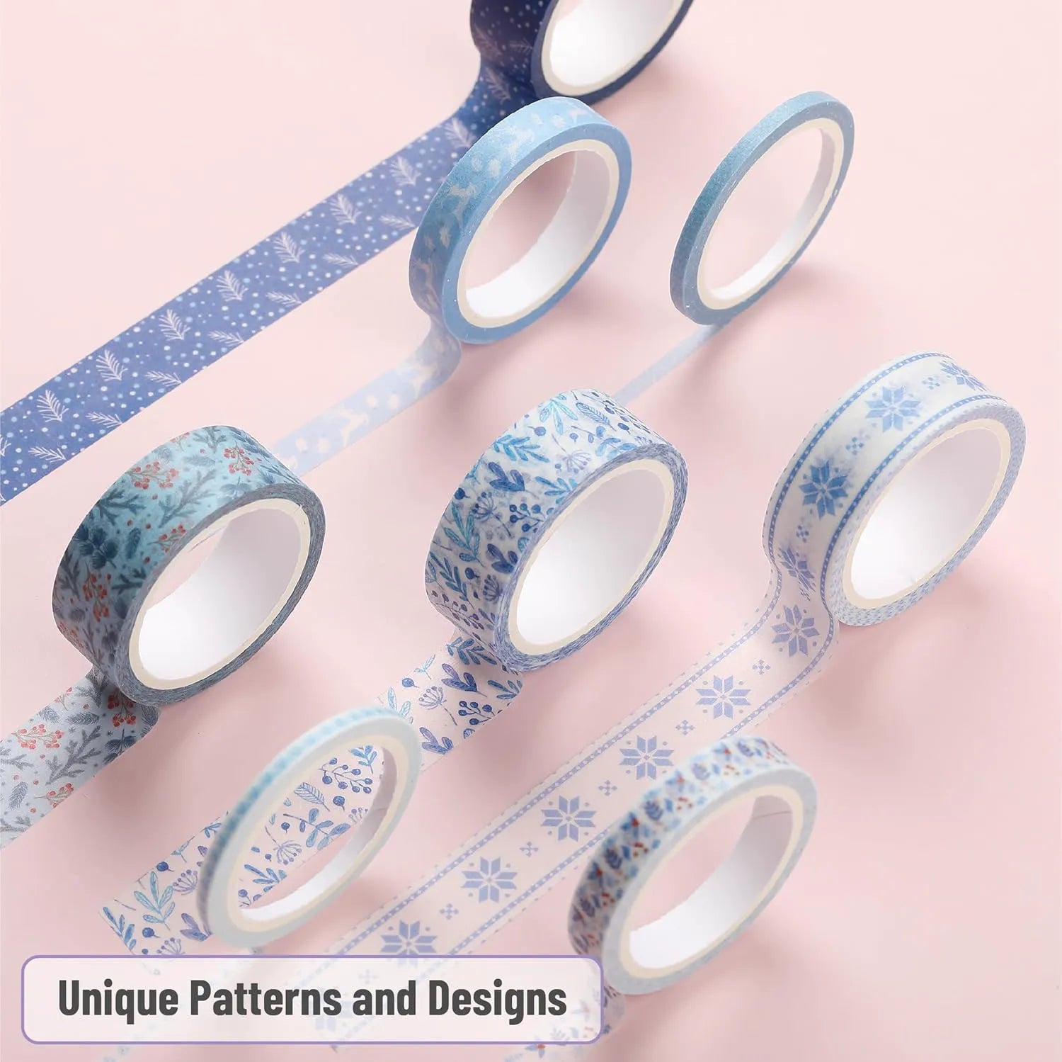Ocean Breeze Blue Washi Tape Set - 21 Rolls, 5 Yards Each