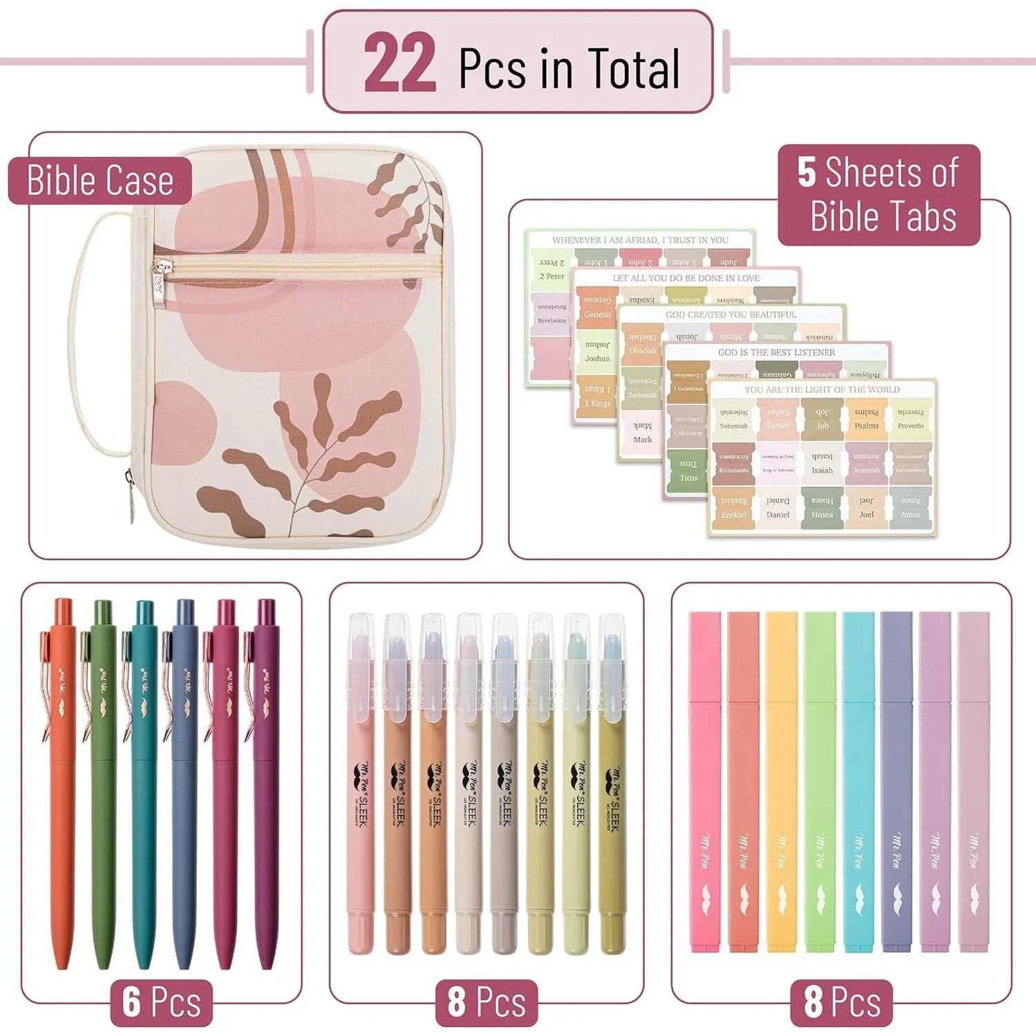 Bible Journaling Kit (28 Pieces) with Case, No-Bleed Pens, Highlighters & Tabs
