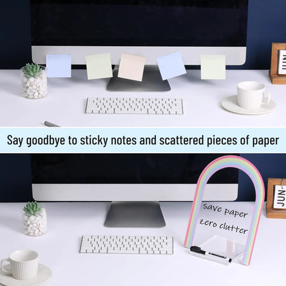 Mr. Pen Clear Acrylic Board with Stand, 11.8" x 9", 3 Markers, Rainbow Theme, Desk Dry Erase Board