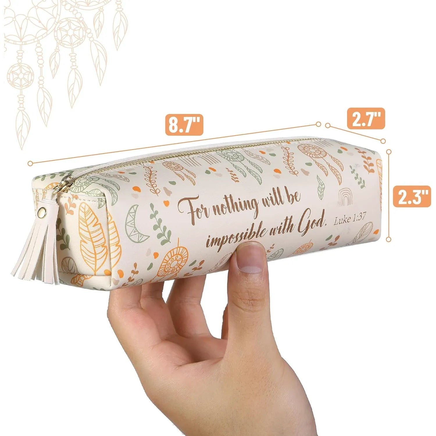 Boho PU Leather Pencil Pouch - Slim, Cute & Aesthetic