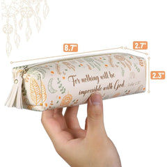 Boho PU Leather Pencil Pouch - Slim, Cute & Aesthetic