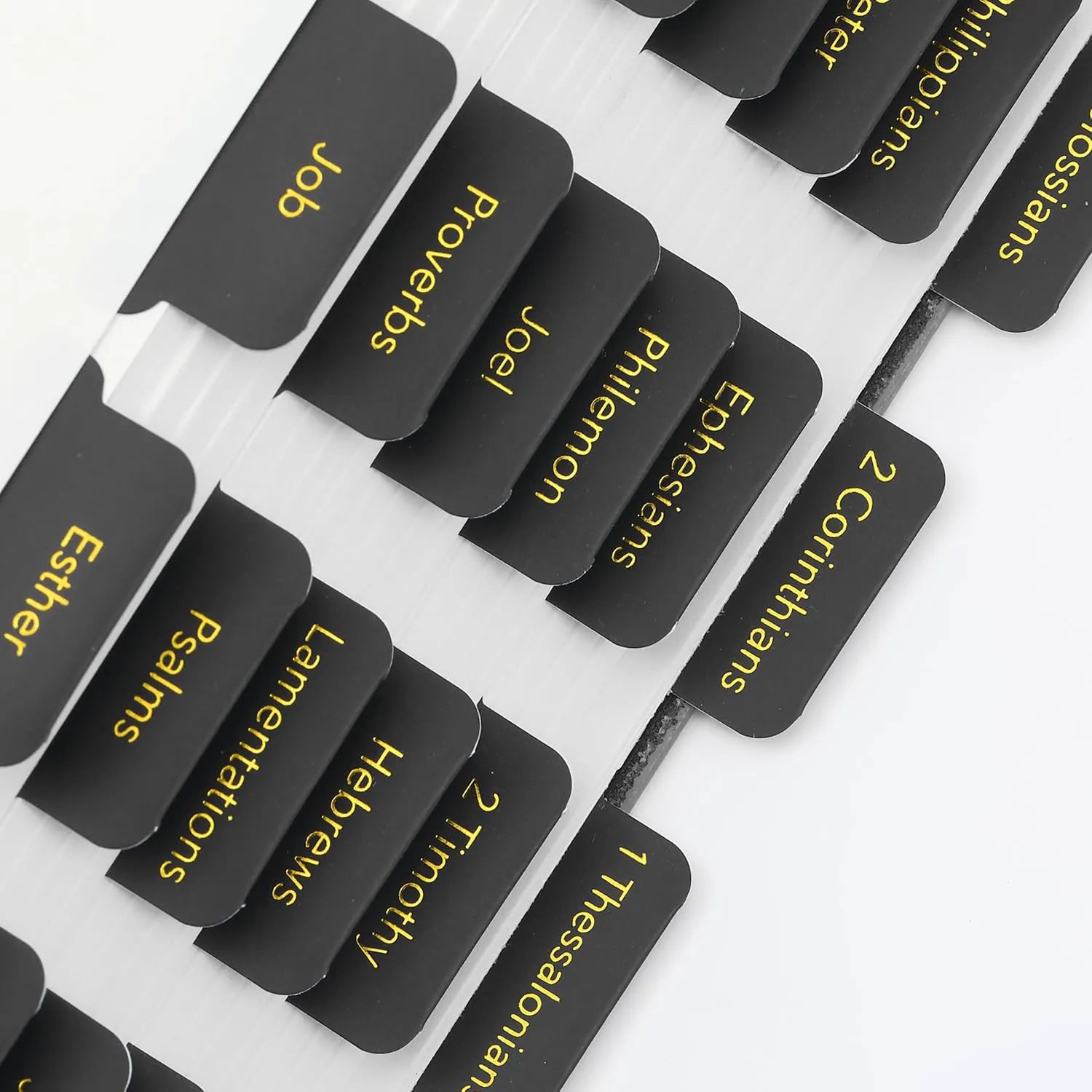 Mr. Pen Bible Tabs - 75 Laminated Tabs, Black with Gold Foil Lettering for Women and Men