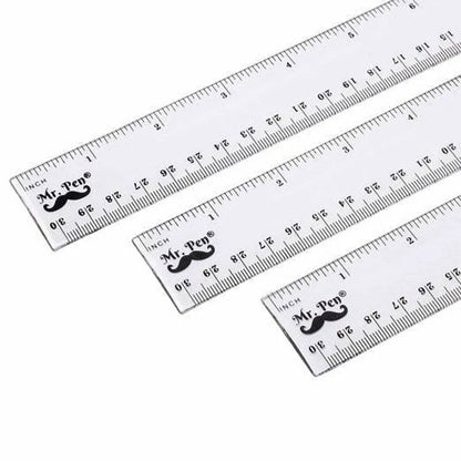 Clear Plastic Ruler 12 Inch (3 Pack) - Dual Side with Inches & Centimeters
