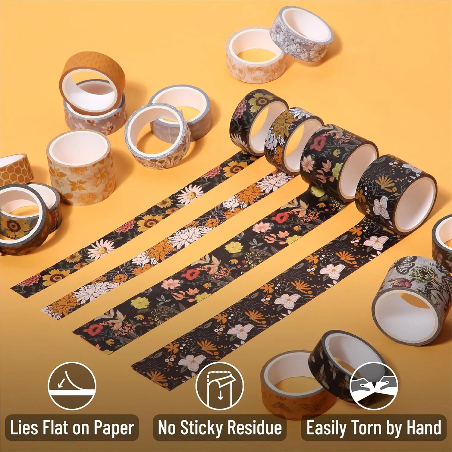 Golden Hives Washi Tape Set - 20 Rolls, Assorted Widths
