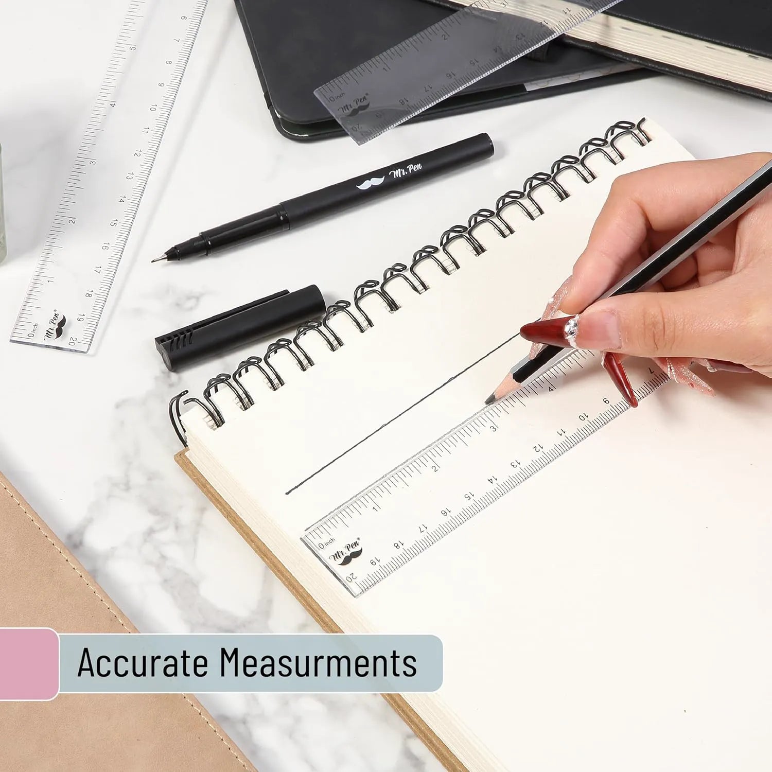 Clear Plastic Ruler 8 Inch (3 Pack) - Metric & Imperial