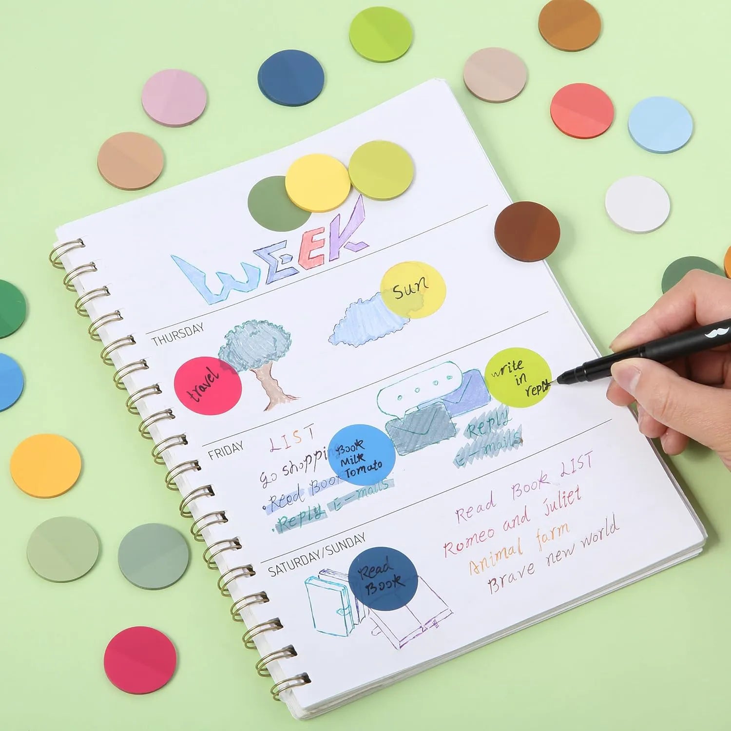 Bulk Round Transparent Sticky Notes Set - 28 Pads, 1120 Sheets